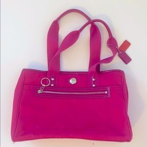 Bright pink Coach purse